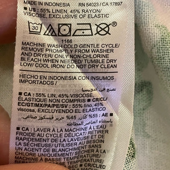 Old Navy floral midi dress linen size Large straps flower print white blue green - Picture 12 of 14